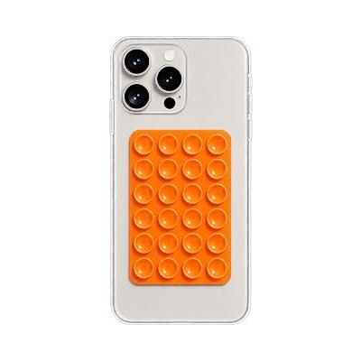 Dikdörtgen Vantuzlu Yapışkan Telefon Tutucu Taşınabilir Silikon Yumuşak Telefon Standı Geniş (Turuncu)