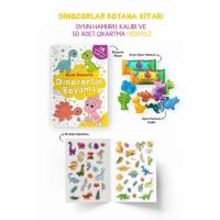Dinozorlar Boyama Kitabı - Oyun Hamuru, Oyuncak ve Çıkartma Hediyeli
