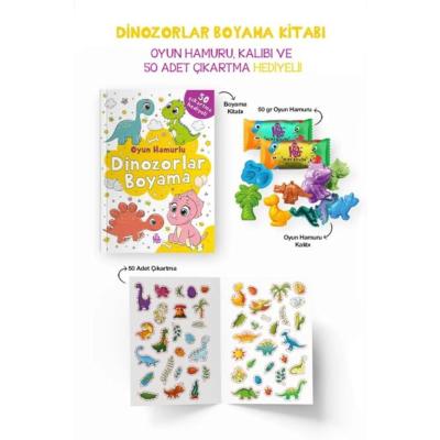 Dinozorlar Boyama Kitabı - Oyun Hamuru, Oyuncak ve Çıkartma Hediyeli