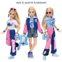 Disney ILY 4EVER Stitch Moda Bebek, Kolej Ceketli ve Aksesuarlı, 29 cm, 13 Hareket Noktası, Jakks Pacific'den Resmi Lisanslı Kombine Edilebilir Aksesuarlar ve Parlak Mickey Halkası ile Komple