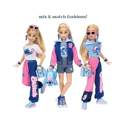 Disney ILY 4EVER Stitch Moda Bebek, Kolej Ceketli ve Aksesuarlı, 29 cm, 13 Hareket Noktası, Jakks Pacific'den Resmi Lisanslı Kombine Edilebilir Aksesuarlar ve Parlak Mickey Halkası ile Komple