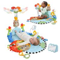 Doğumdan itibaren bebekler için gelişime yardımcı Fisher-Price bebek oyun minderi, 3'ü 1 Arada Duyusal Gelişim Jimnastik Merkezi aktivite oyuncağı, HYR60