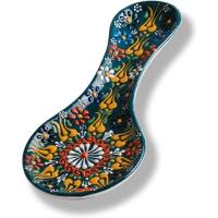 El Yapımı Seramik Kaşıklık, Tezgah Üstü ve Ocak Yanı Kirli Kaşık Altlığı, Çini Desenli 25 cm Kepçelik ve Spatula Standı, Bulaşık Makinesinde Yıkanabilir Mutfak Hediyesi