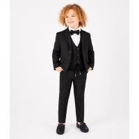 Erkek Çocuk Damatlık 4 Parça Siyah Blazer Ceket & Gömlek & Pantalon & Papyon Şık Takım Elbise 5428-