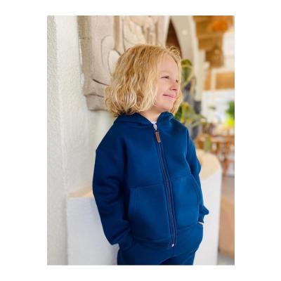 Erkek/Kız Çocuk Fermuarlı Sweatshirt Kangru Cepli Kapşonlu 3 İplik Şardonlu