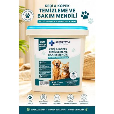 Evcil Hayvan Pati Tüy Kulak Göz Temizleme Kedi Köpek Mendili 250li Kova