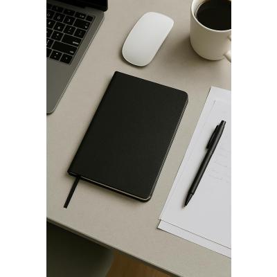 Fark Tanıtım Defter, Çizgisiz Not Defteri, Siyah Termo Deri Kapaklı Çizgisiz Not Defter, 128 Yaprak A5 Planlama Not Defteri, Ofis ve Kırtasiye, Plan, Notebook (14cm x 21 cm)