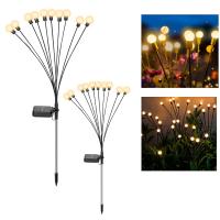 Firefly Solar Pathway Lights, 2 adet dış mekan aydınlatması, ateş böceği ışığı, LED, su geçirmez, sallanan bahçe lambası, yıldızlı gökyüzü, avlu, veranda, güneş enerjili bahçe dekorasyon lambaları