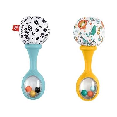 Fisher-Price Neşeli Marakas Fisher-Price Neşeli Marakas oyuncak, 3 ay ve üzeri bebekler için 2'li set, yüksek kontrastlı renkler HMF34