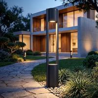 FoneLight Holera Alüminyum LED Bollard Bahçe Aydınlatma Direği IP65 Dış Mekan Peyzaj Aydınlatması Antrasit 9W 3000K Su Geçirmez Villa Yürüyüş Yolu 750 mm