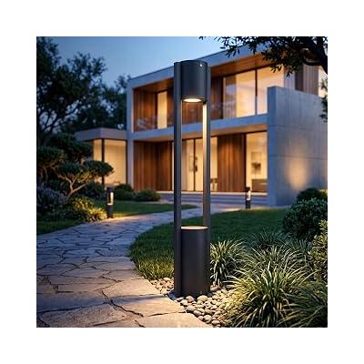 FoneLight Holera Alüminyum LED Bollard Bahçe Aydınlatma Direği IP65 Dış Mekan Peyzaj Aydınlatması Antrasit 9W 3000K Su Geçirmez Villa Yürüyüş Yolu 750 mm