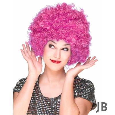 Fuşya Renk Kıvırcık Afro Bonus Peruk Saç Parti Peruğu