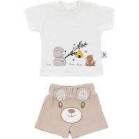 Gezenbebe Hero Kısa Kol Desenli Bebek T-Shirt & Nakışlı Şort Seti Teddy (Organik) 0-3 Ay
