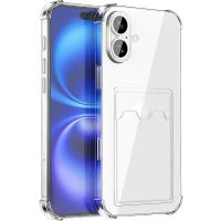 GGM GİYİM & AKSESUAR iPhone 16 Plus ile Uyumlu Şeffaf Yapıya Sahip Arka Ksımında Kartlık Bölmeli Kolay Kullanım Sağlayan Telefon Kılıfı (Şeffaf)