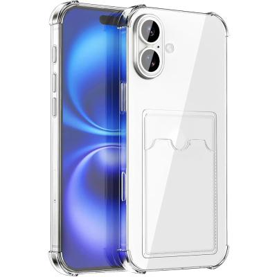 GGM GİYİM & AKSESUAR iPhone 16 Plus ile Uyumlu Şeffaf Yapıya Sahip Arka Ksımında Kartlık Bölmeli Kolay Kullanım Sağlayan Telefon Kılıfı (Şeffaf)