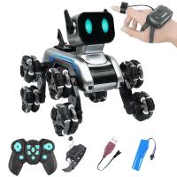 Giffy/Oyuncak 2.4 GhZ Uzaktan ve Bilekten Kumandalı Şarjlı 8 Teker Akrobat Robot Köpek Müzikli ve Led Işıklı Full Fonksiyon Akıllı Köpek Yavrusu Çift Kumanda Kontollü