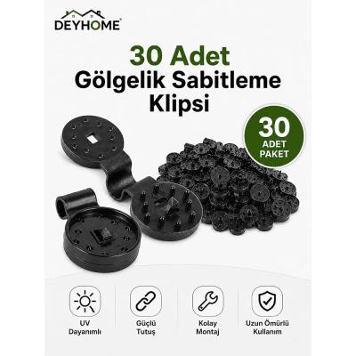 Gölgelik Sabitleme Klipsi UV Dayanımlı – Sera, Bahçe Filesi, Gölgelik Tente ve Tarım Ağı Sabitleyici Klips Siyah (50)