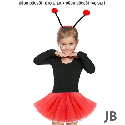 Gösteriler İçin Kırmızı Uğur Böceği Tütü Etek Ve Kırmızı Uğur Böceği Taç Seti