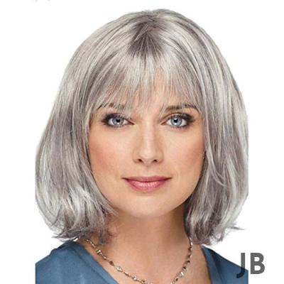 Gri Renk Yaşlı Peruğu Kısa Saç Kısa Peruk Gri Teyze Peruğu