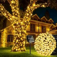 Güneş Enerjili LED Işık Zinciri 12 Metre 100 LED Gün Işığı, Solar Bahçe Işığı, IP65 Su Geçirmez, 8 Aydınlatma Modlu, Balkon, Teras, Ağaç, Çit ve Dış Mekan Dekorasyonu