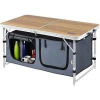 Haegs Saklama Dolaplı Kamp Masası, Outdoor Kamp Mutfağı, Kamp Dolabı, Katlanabilir Piknik Masası, Mutfak Dolabı, Depolama bölmeli, Dış Mekan Mutfağı 90x50cm Hareli Ceviz