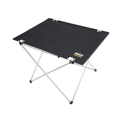 HAEGS Ultralight Katlanır Kamp Masası, Piknik, BBQ, Doğa Aktiviteleri, Hiking, Plaj için Taşınabilir Kompakt Roll Up Outdoor Kamp Masası Büyük Boy - Siyah