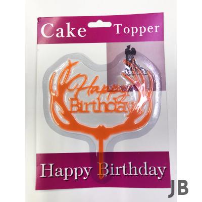 Happy Birthday Yazılı Turuncu Dallı Pasta Kek Çubuğu