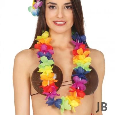 Hawaii Çiçekli Boyun Kolyesi - Renkli Tropikal Parti Leisi