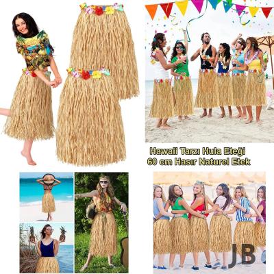 Hawaii Tarzı Hula Eteği – 60 Cm Hasır Naturel Etek