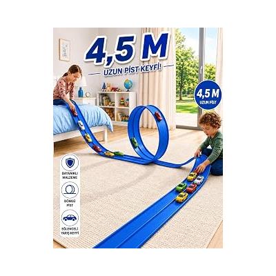 hyd Oyuncak Go Track Esnek Yarış Pisti Kıvrılabilen Aksiyon Pisti 4.5 Mt Flex Track Oyun Pisti