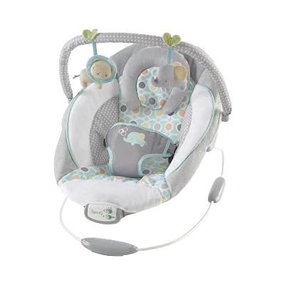 Ingenuity Rahatlatıcı Ana kucağı Bebek Koltuğu, Sesler ve Titreşimler, 0-6 Ay, 9 kg'a Kadar - Morrison, Fil/Aslan Oyuncaklı (Gri/Mavi)