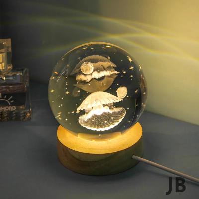 Işıklı Ahşap Altlıklı Cam Küre