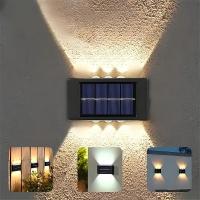 Jouis Güneş Enerjili Dış Mekan Duvar Lambası - 6 LED Çift Yönlü Bahçe Aydınlatması, Güneş Panelli Su Geçirmez Dekoratif Aplik, Çit, Balkon ve Merdiven için Sıcak Beyaz Gece Lambası