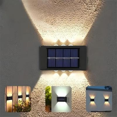 Jouis Güneş Enerjili Dış Mekan Duvar Lambası - 6 LED Çift Yönlü Bahçe Aydınlatması, Güneş Panelli Su Geçirmez Dekoratif Aplik, Çit, Balkon ve Merdiven için Sıcak Beyaz Gece Lambası