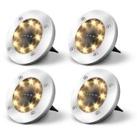 Jsdoin Solar Lights dış mekan bahçe tavan lambası, güneş enerjisiyle çalışan 8 LED, peyzaj, yürüme yolu, çim, merdiven güvertesi, bahçe dekorasyonu için, sıcak (4'lü paket) [enerji sınıfı A+++ [enerji