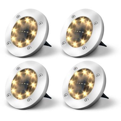 Jsdoin Solar Lights dış mekan bahçe tavan lambası, güneş enerjisiyle çalışan 8 LED, peyzaj, yürüme yolu, çim, merdiven güvertesi, bahçe dekorasyonu için, sıcak (4'lü paket) [enerji sınıfı A+++ [enerji