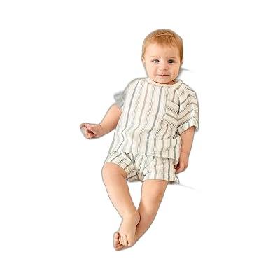 Julayla Çizgili Müslin Gömlek Şort Takım | Erkek Bebek Yazlık 2’li Set | KD53215-1