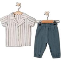 Julayla Müslin Gömlek Pantolon Takım | Erkek Bebek Yazlık 2’li Set | 6-36 Ay | KD53217-1