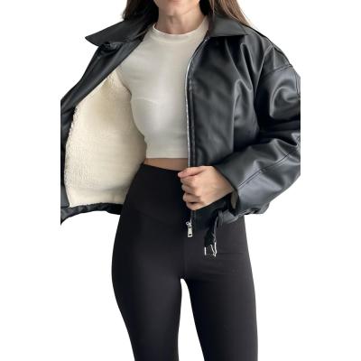 Kadın İçi Kürklü Kemerli Suni Deri Mont - Oversize İçi Peluş Astarlı Premium Biker Ceket