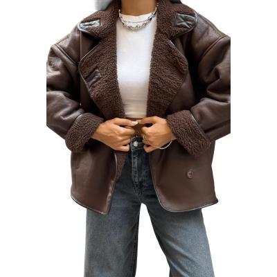 Kadın Oversize Içi Peluş Süet Mont – Suni Deri Dış, Yumuşak Teddy Kürk Astarlı, Düğmeli Kışlık Ceket