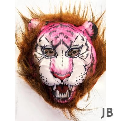 Kahverengi Saçlı Pembe Yüz Kurt Maske Kaplan Maske Mega Peluş 26 No