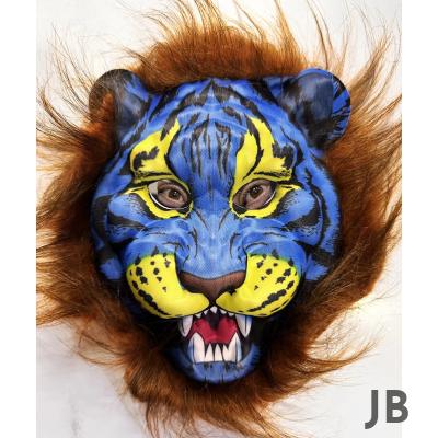 Kahverengi Yeleli Saçlı Mavi Yüzlü Kurt Kaplan Maskesi Mega Peluş 38 No