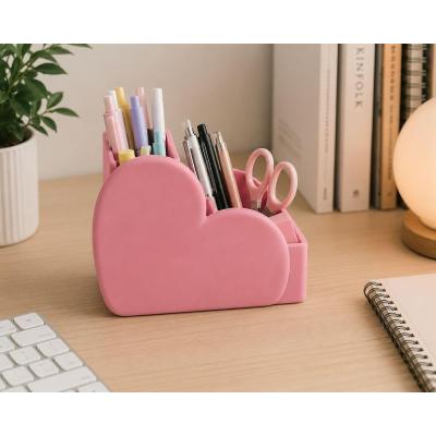 Kalp Tasarımlı Masaüstü Organizer Pembe, 12x10x9 cm