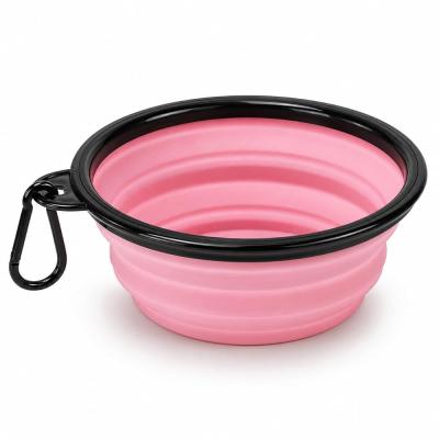 Katlanabilir Mama ve Su Kabı - Köpek ve Kedi Seyahat Kabı - Karabinalı Taşınabilir Silikon Mama Kabı - Kamp Yürüyüş ve Seyahat İçin Pratik Evcil Hayvan Kabı - Pembe