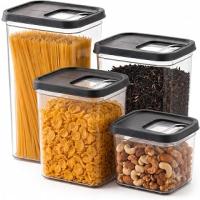 Kayar Kapaklı Saklama Kabı Seti, 7 Litre, 4 Farklı Boyut, Kapağı Kaydır Kolayca Dök Kullan, Plastik Mutfak Düzenleyici Organizer, Sürgülü Kolay Kullanım (0,8/1,6/2,4/3 L)