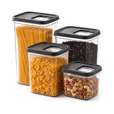 Kayar Kapaklı Saklama Kabı Seti, 7 Litre, 4 Farklı Boyut, Kapağı Kaydır Kolayca Dök Kullan, Plastik Mutfak Düzenleyici Organizer, Sürgülü Kolay Kullanım (0,8/1,6/2,4/3 L)