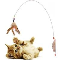 Kedi Oltası Oyun Çıngıraklı Renkli Boncuklu ve Tüylü Kedi Oyun Oltası, 90 cm Uzunluk, İnteraktif ve Eğlenceli Kedi Oyuncak, Uzun ve Esnek Sap, Çok Yönlü Evcil Hayvan Eğlence Aracı