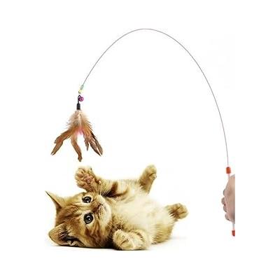 Kedi Oltası Oyun Çıngıraklı Renkli Boncuklu ve Tüylü Kedi Oyun Oltası, 90 cm Uzunluk, İnteraktif ve Eğlenceli Kedi Oyuncak, Uzun ve Esnek Sap, Çok Yönlü Evcil Hayvan Eğlence Aracı
