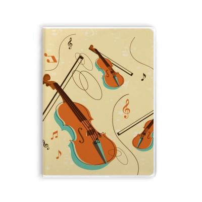 Keman Müzik Enstrümanları Desenli Defter Sakız Kapağı Günlük Yumuşak Kapak