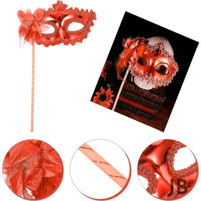 Kırmızı Işıltılı Tutmalı Fotoğraf Çekimi Maskesi 18x29 Cm